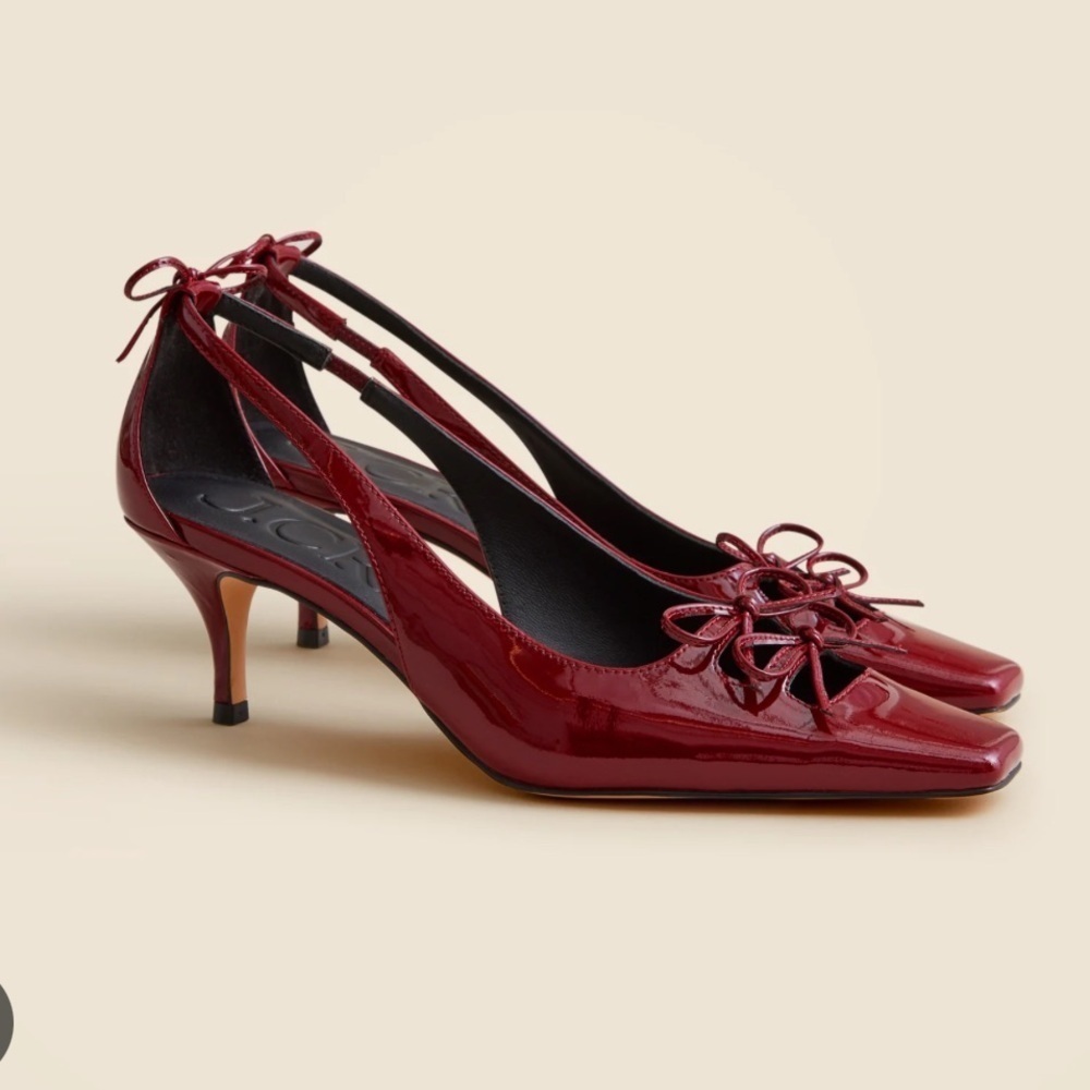 J. Crew Leona slingback bow heels in patent leather